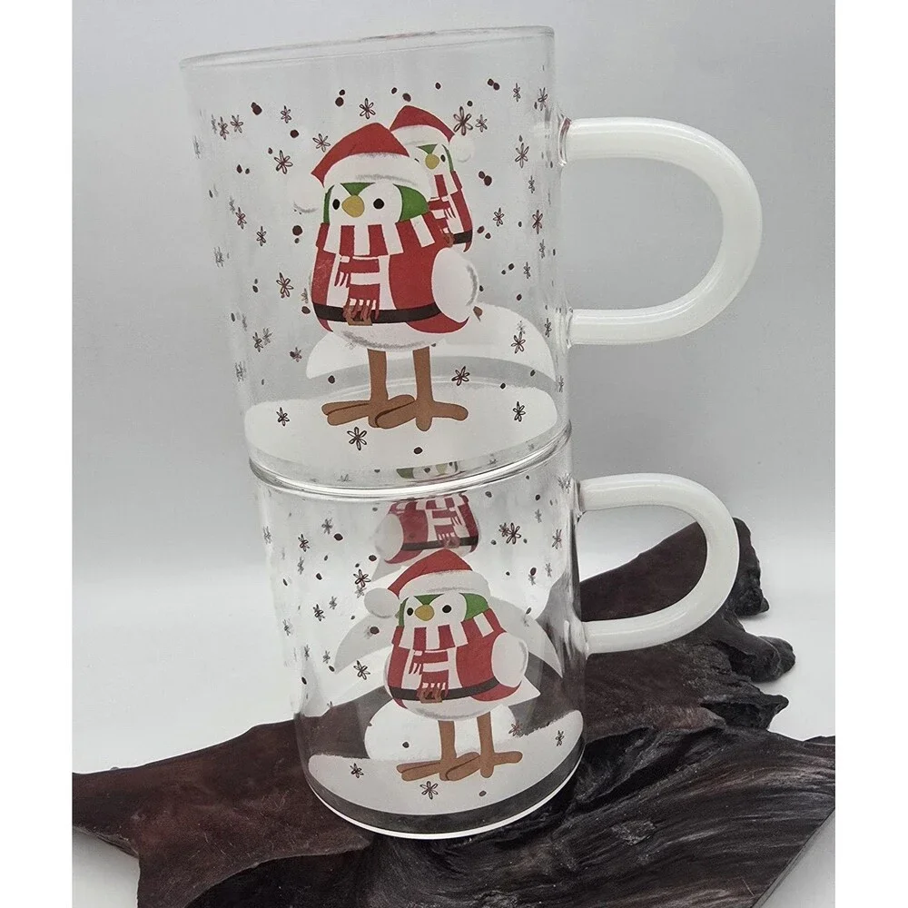 Wondershop Target Bird Flurry Christmas Featherly Friends Glass Mugs Set Of 2